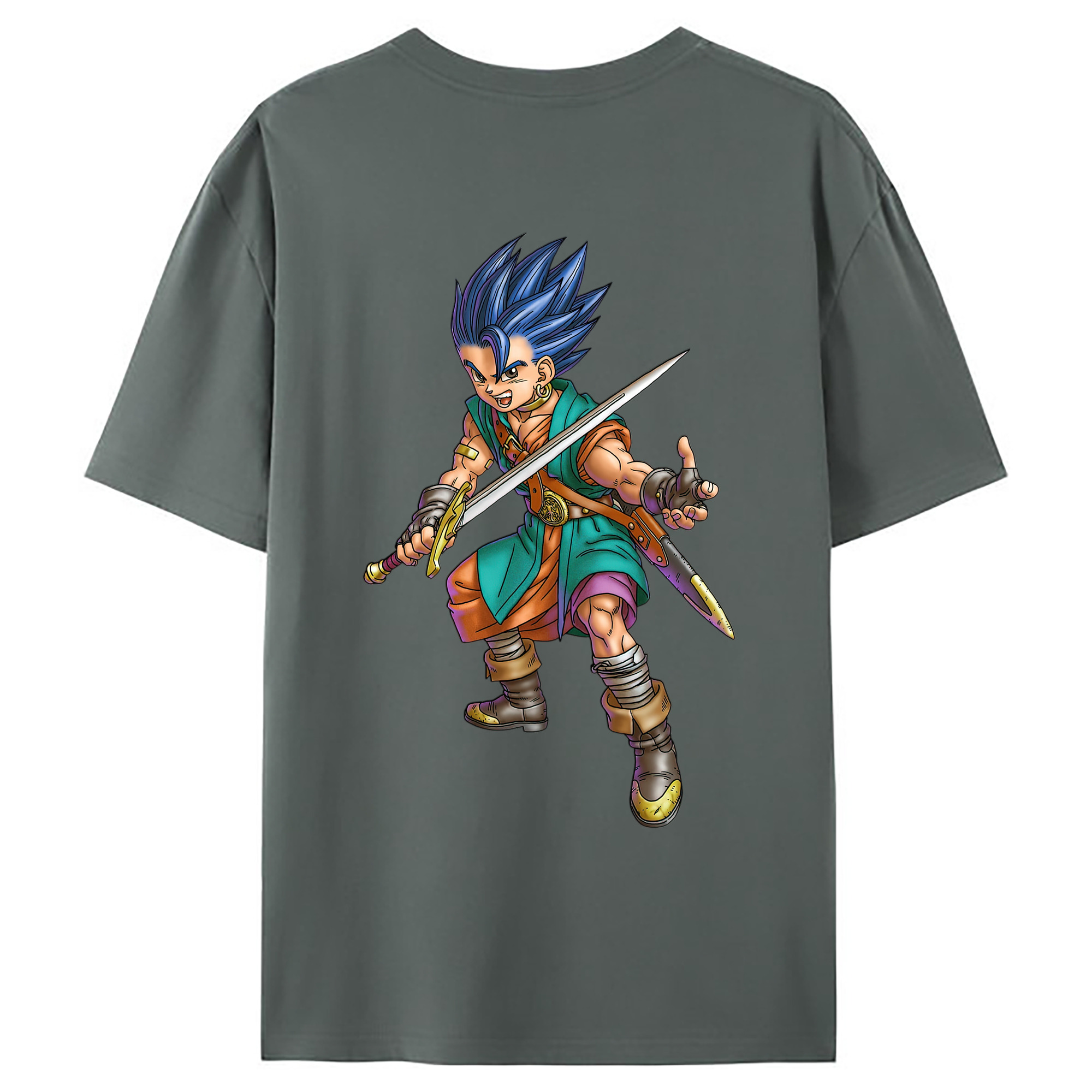 （画像用） ドラゴンクエスト Doragon Kuesuto Dragon Quest 綿100％ メンズ半袖Tシャツ（バックプリント） 通気性